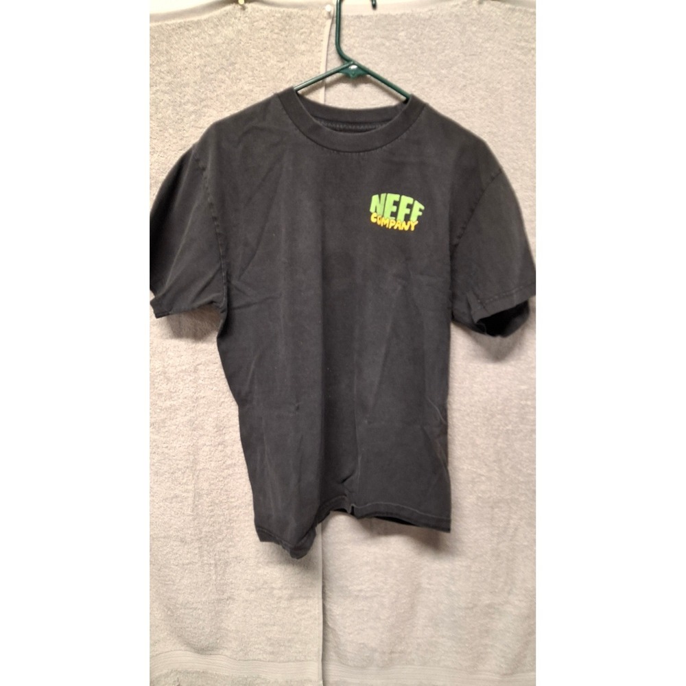 Neff Company MensLarge Black Graphic T-Shirt Globe Streetwear Short Sleeve L(B6)